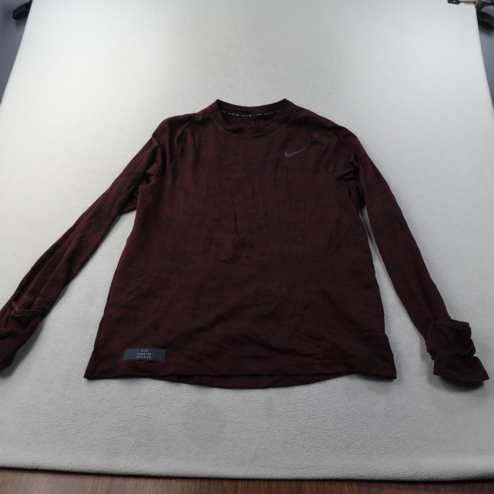 Nike Therma-FIT ADV Running Division Shirt Mens L Burgundy Wool Blend FB8538